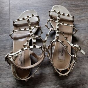Valentino  Garavani Women's  Sandals, Size 7 Cream Studded Sandals